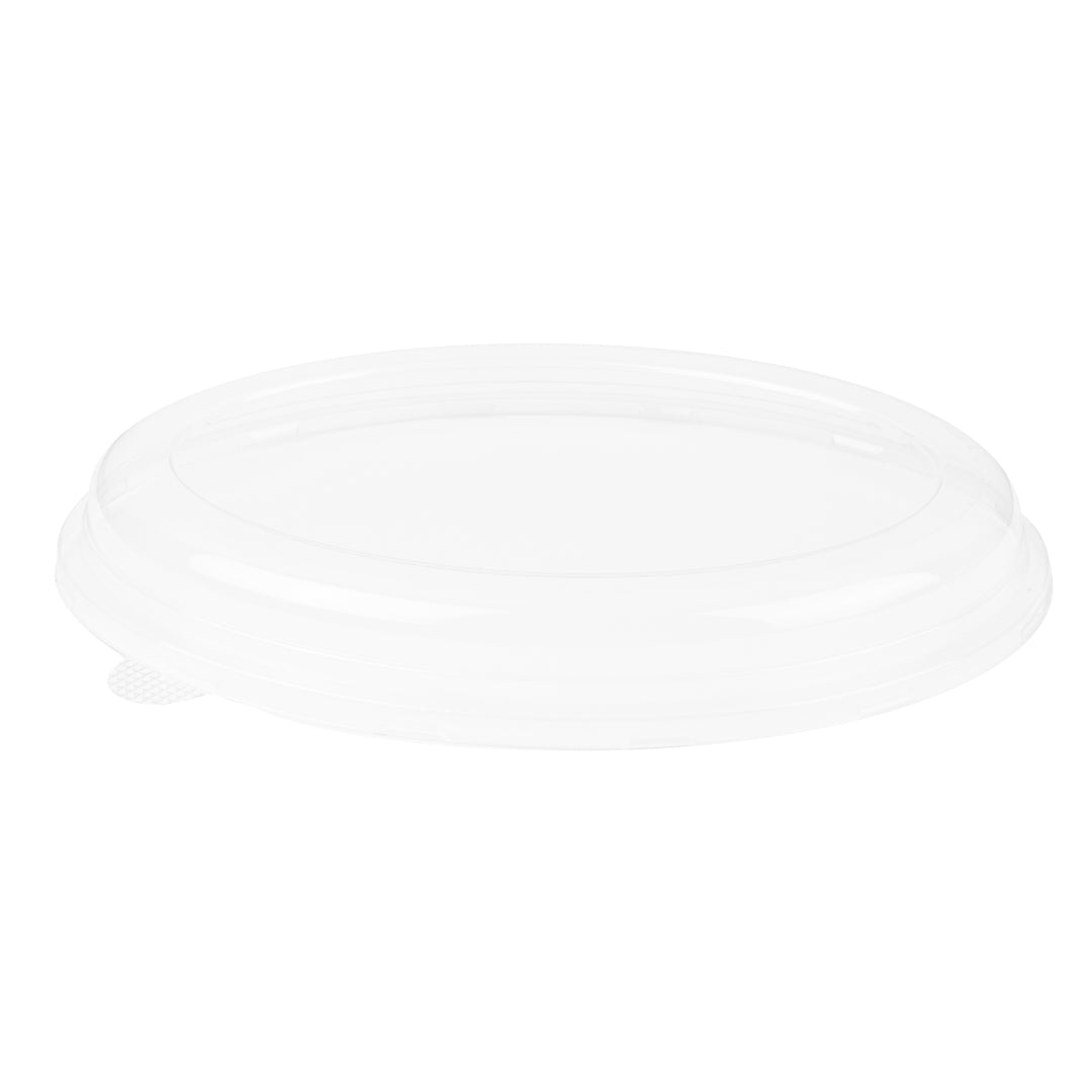 Pulp Tek Oval Clear Plastic Lid - Fits 2-Compartment Bagasse Catering Bowl - 100 count box
