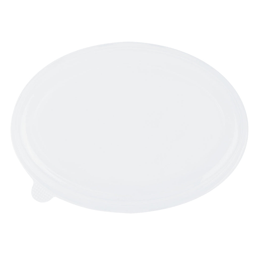 Pulp Tek Oval Clear Plastic Lid - Fits 2-Compartment Bagasse Catering Bowl - 100 count box