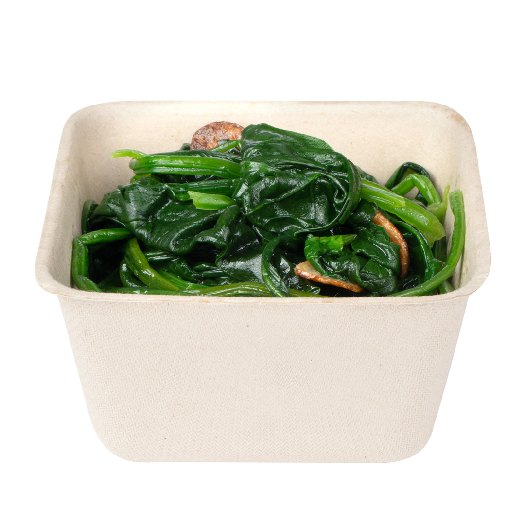 Pulp Tek 9 oz Square Natural Sugarcane / Bagasse Bowl - 3 3/4" x 3 3/4" x 2" - 100 count box
