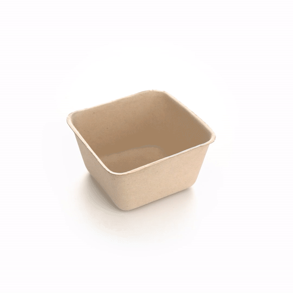Pulp Tek 9 oz Square Natural Sugarcane / Bagasse Bowl - 3 3/4" x 3 3/4" x 2" - 100 count box