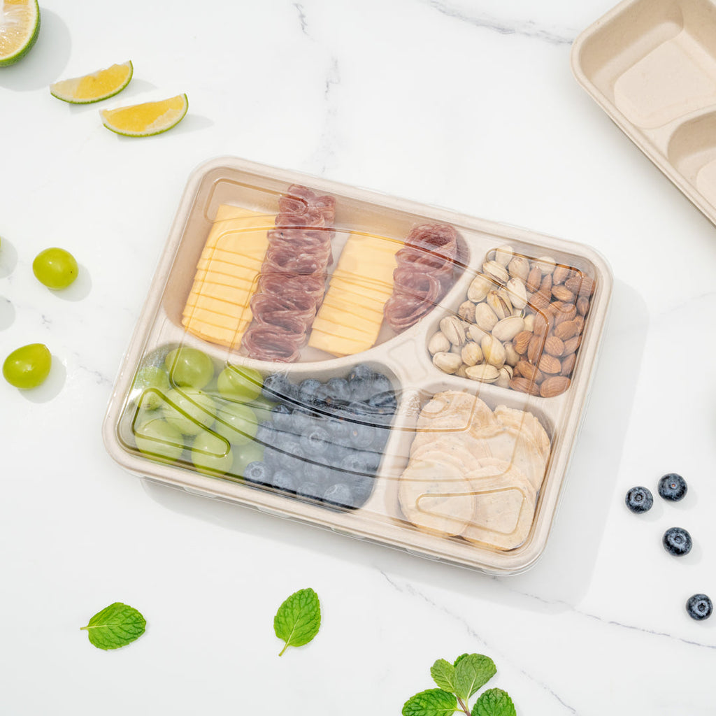 Pulp Tek Rectangle Clear Plastic Flat Lid - Fits To Go Trays - 100 count box