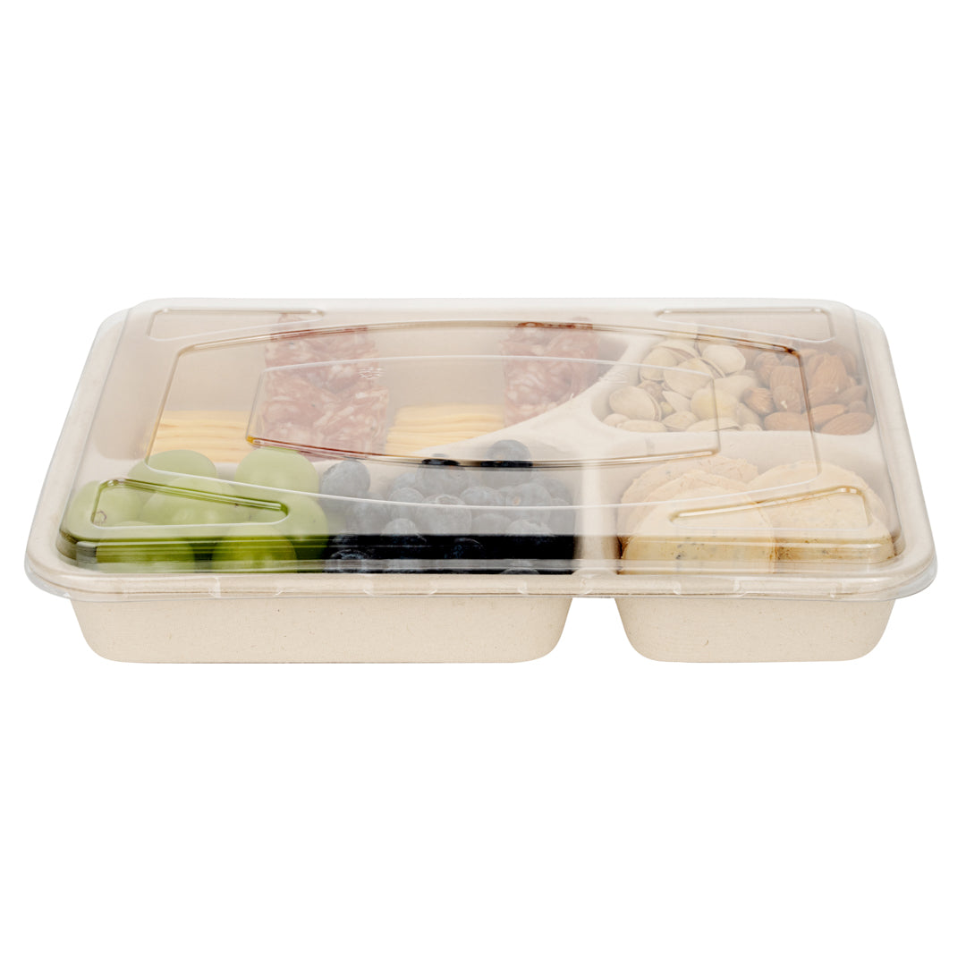 Pulp Tek Rectangle Clear Plastic Flat Lid - Fits To Go Trays - 100 count box