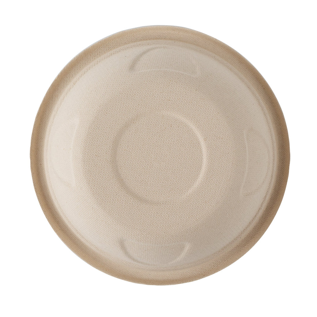 Pulp Tek 25 oz Round Natural Sugarcane / Bagasse Deco Bowl - 7" x 7" x 2" - 100 count box