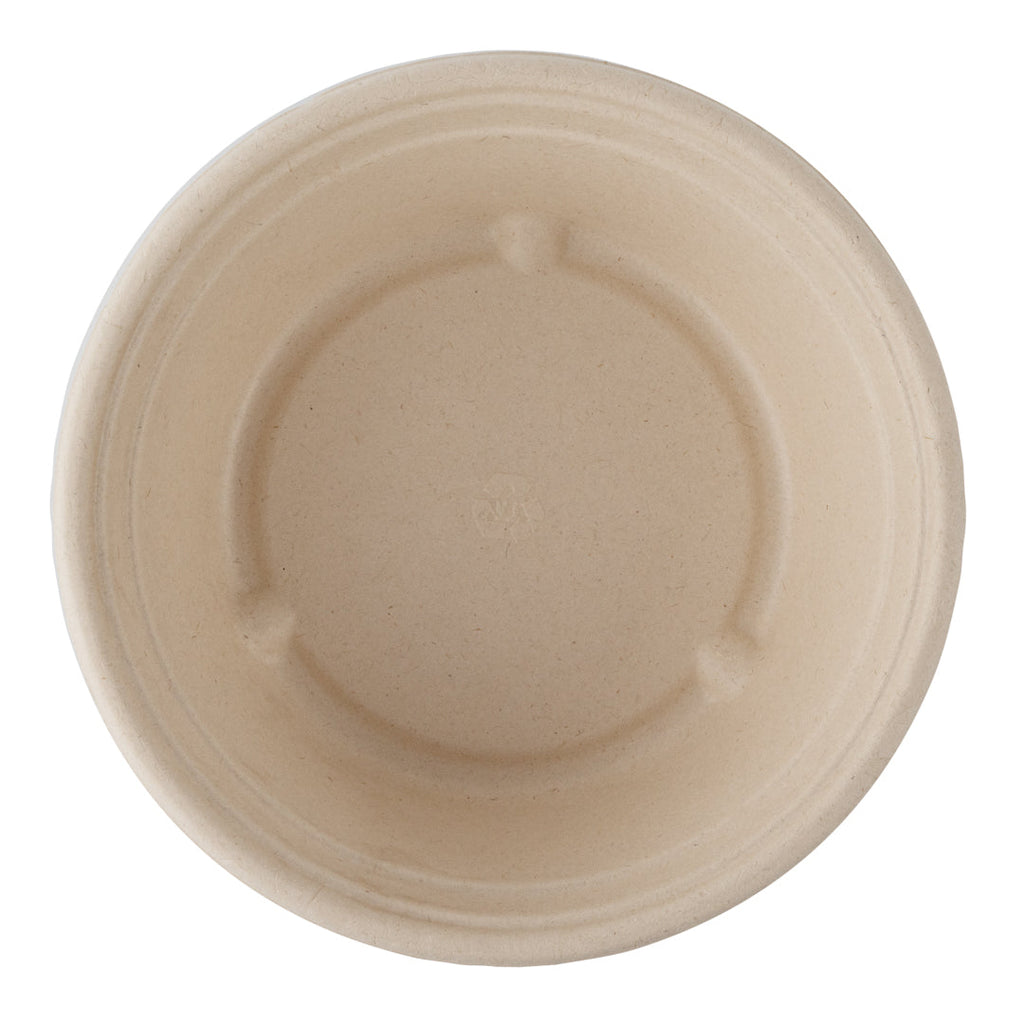 Pulp Tek 30 oz Round Natural Sugarcane / Bagasse To Go Bowl - 7" x 7" x 2 1/2" - 100 count box