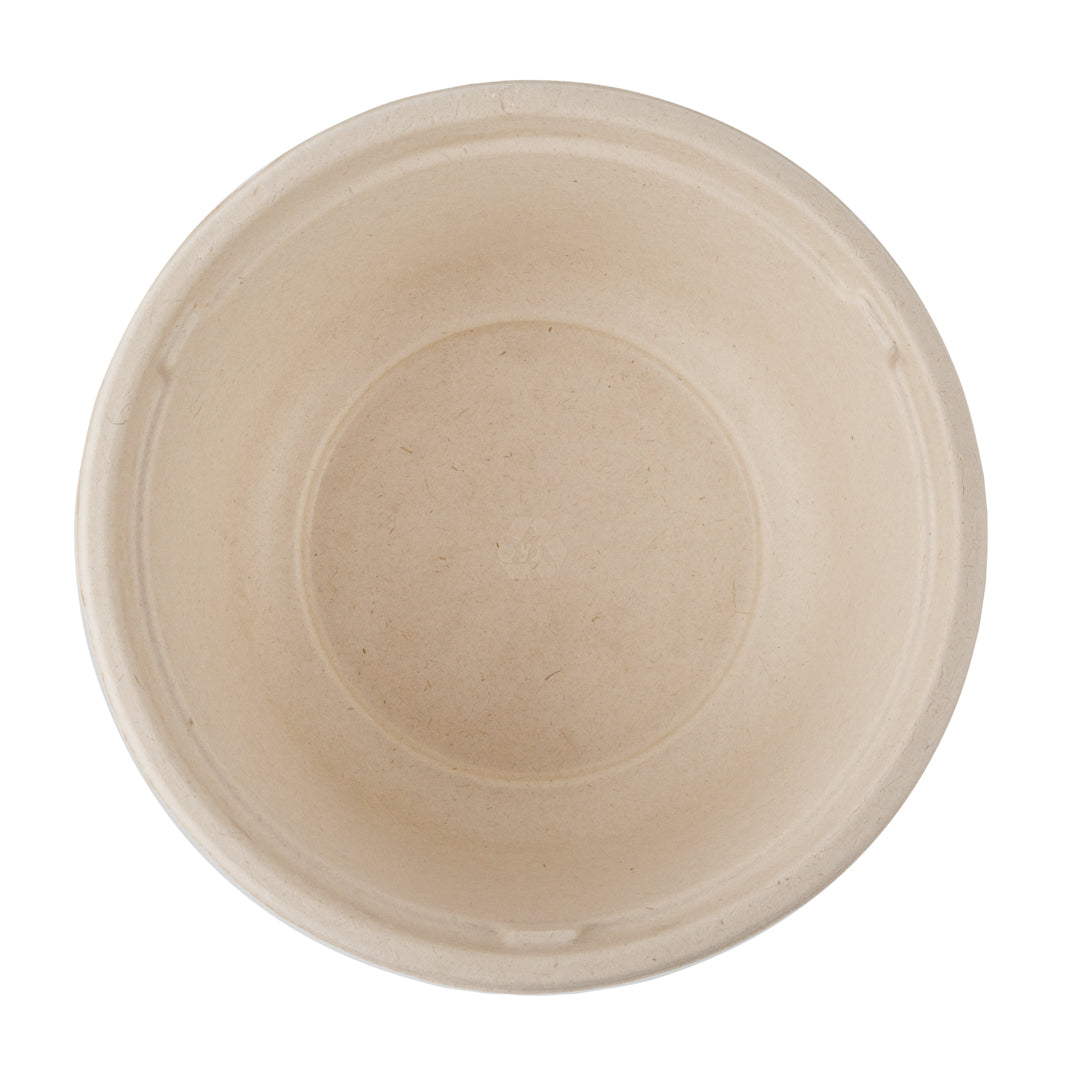 Pulp Tek 37 oz Round Natural Sugarcane / Bagasse To Go Bowl - 7" x 7" x 3" - 100 count box