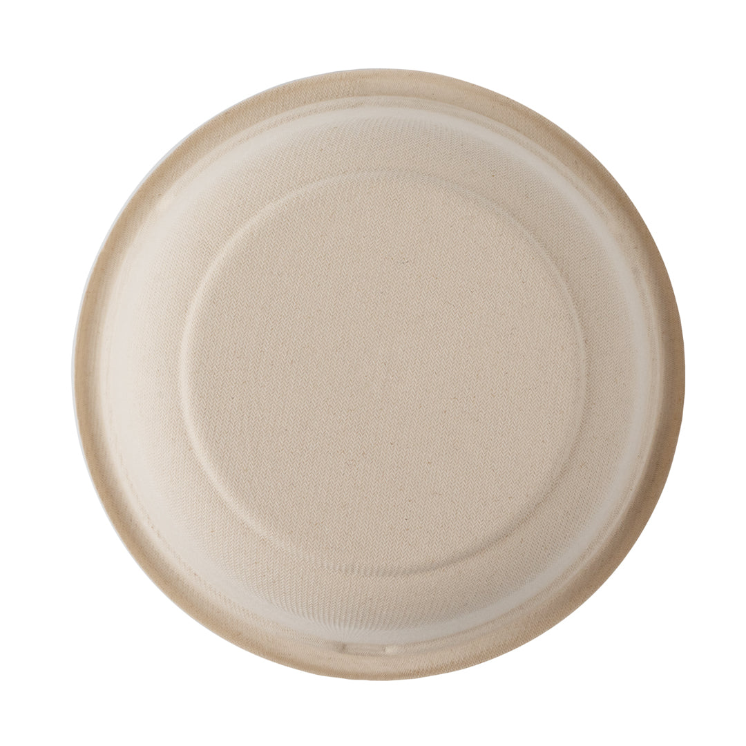 Pulp Tek 37 oz Round Natural Sugarcane / Bagasse To Go Bowl - 7" x 7" x 3" - 100 count box