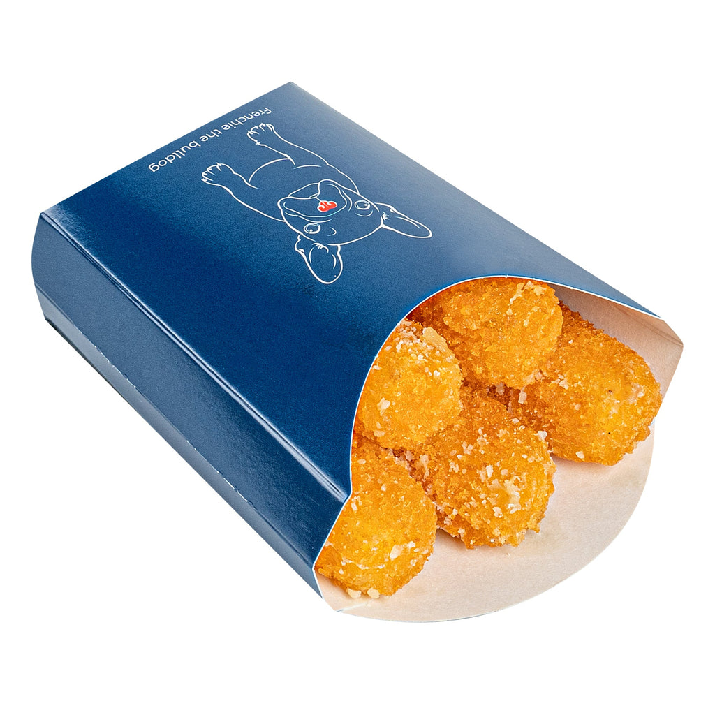 Bio Tek 2 oz Frenchie Paper Fry Cup / Snack Container - 4" x 2 3/4" x 3 1/2" - 100 count box