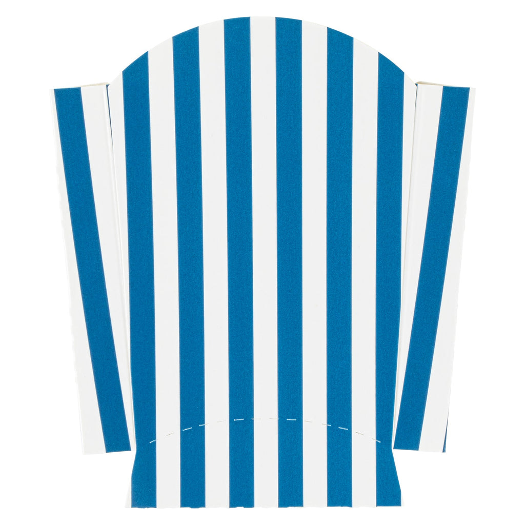 Bio Tek 2 oz Blue and White Stripe Paper Fry Cup / Snack Container - 4" x 2 3/4" x 3 1/2" - 100 count box