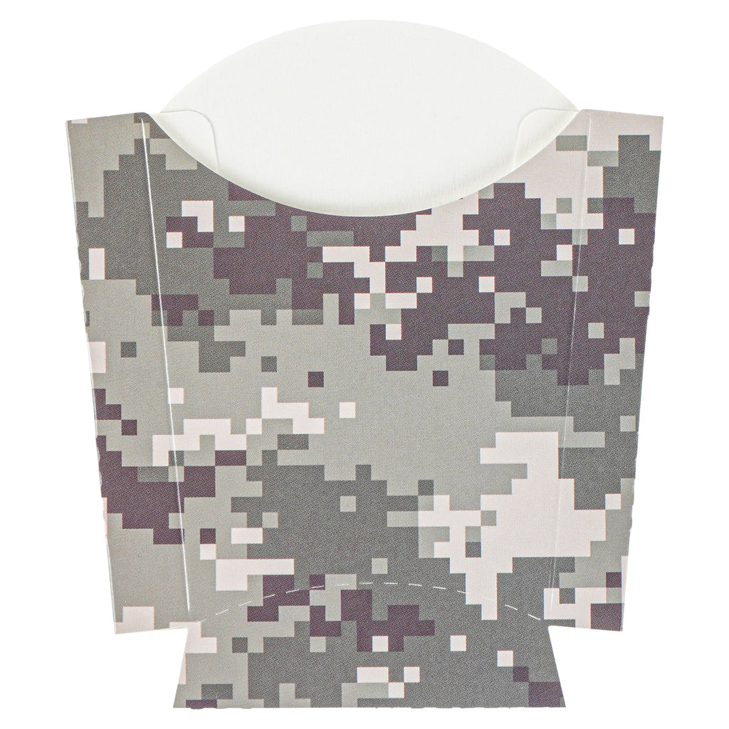 Bio Tek 2 oz Camouflage Paper Fry Cup / Snack Container - 4" x 2 3/4" x 3 1/2" - 100 count box