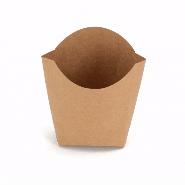 Bio Tek 2 oz Kraft Paper Fry Cup / Snack Container - 4" x 2 3/4" x 3 1/2" - 100 count box
