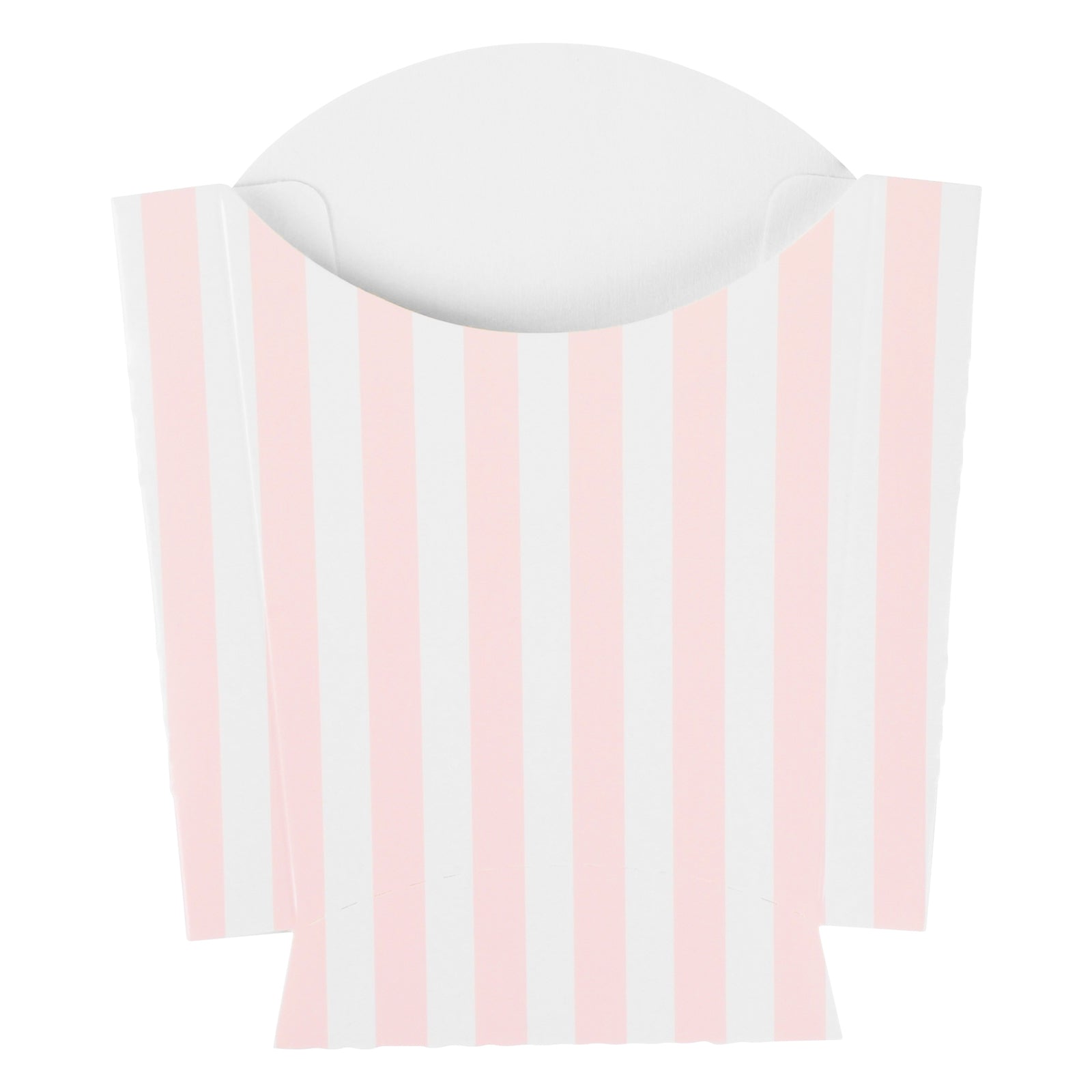 Bio Tek 2 oz Pink and White Stripe Paper Fry Cup / Snack Container - 4" x 2 3/4" x 3 1/2" - 100 count box