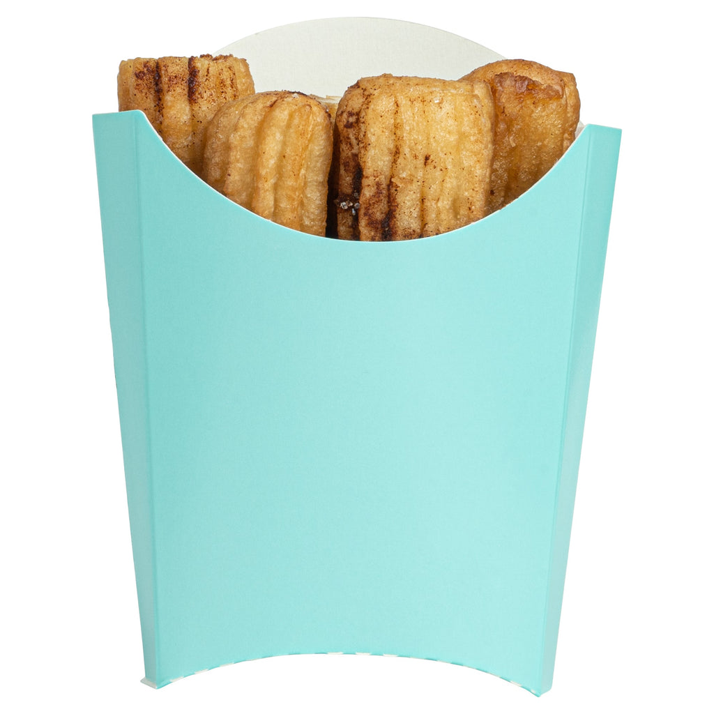 Bio Tek 2 oz Turquoise Paper Fry Cup / Snack Container - 4" x 2 3/4" x 3 1/2" - 100 count box