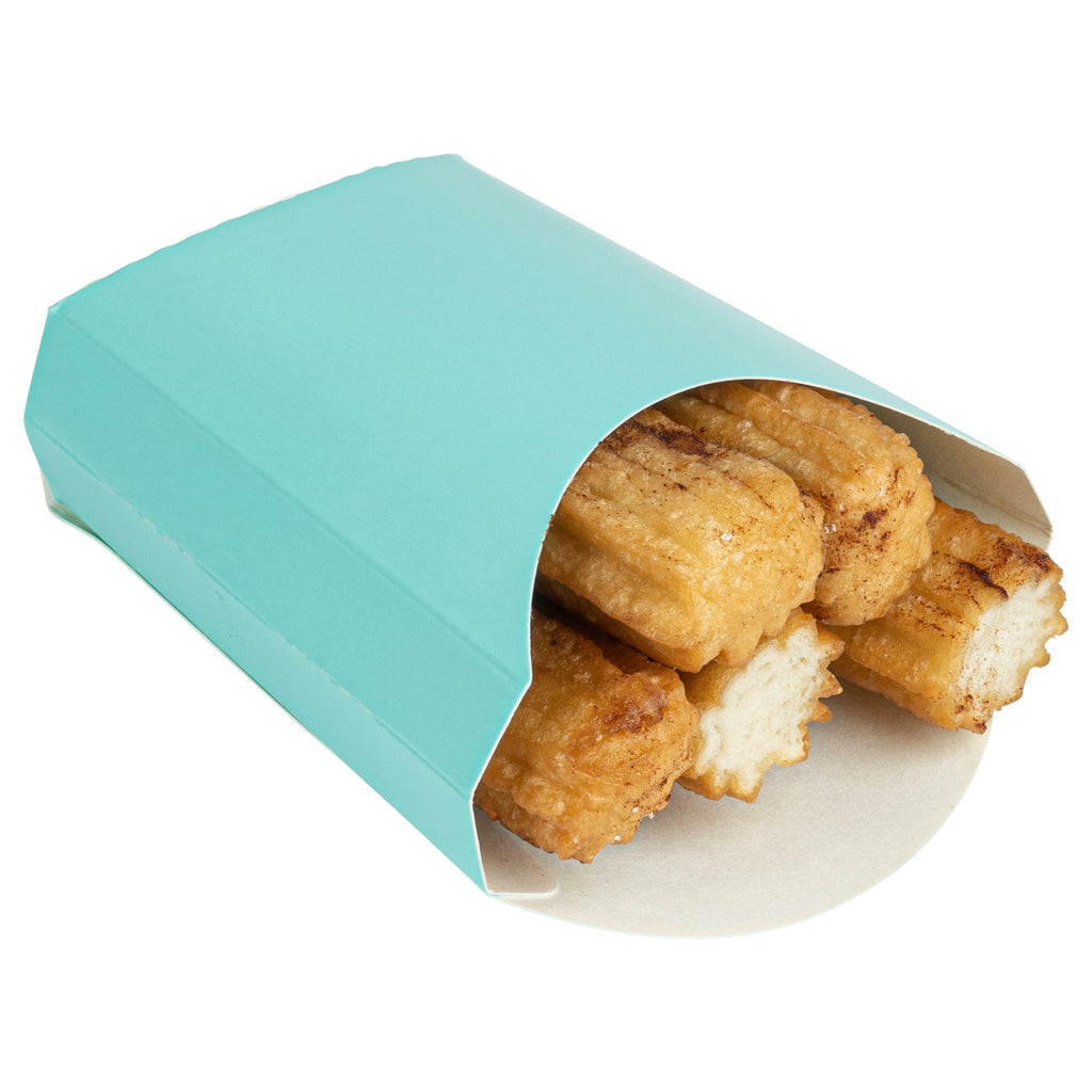 Bio Tek 2 oz Turquoise Paper Fry Cup / Snack Container - 4" x 2 3/4" x 3 1/2" - 100 count box
