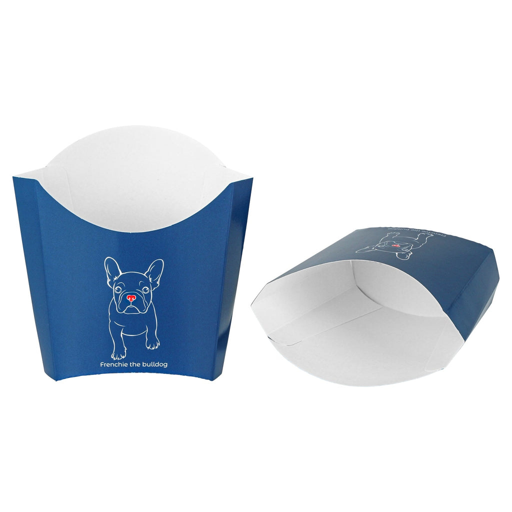 Bio Tek 3 oz Frenchie Paper Fry Cup / Snack Container - 4 1/2" x 3 1/4" x 3 3/4" - 100 count box