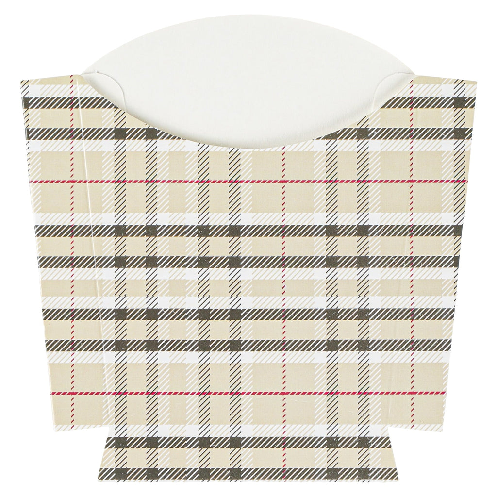 Bio Tek 3 oz Plaid Paper Fry Cup / Snack Container - 4 1/2" x 3 1/4" x 3 3/4" - 100 count box