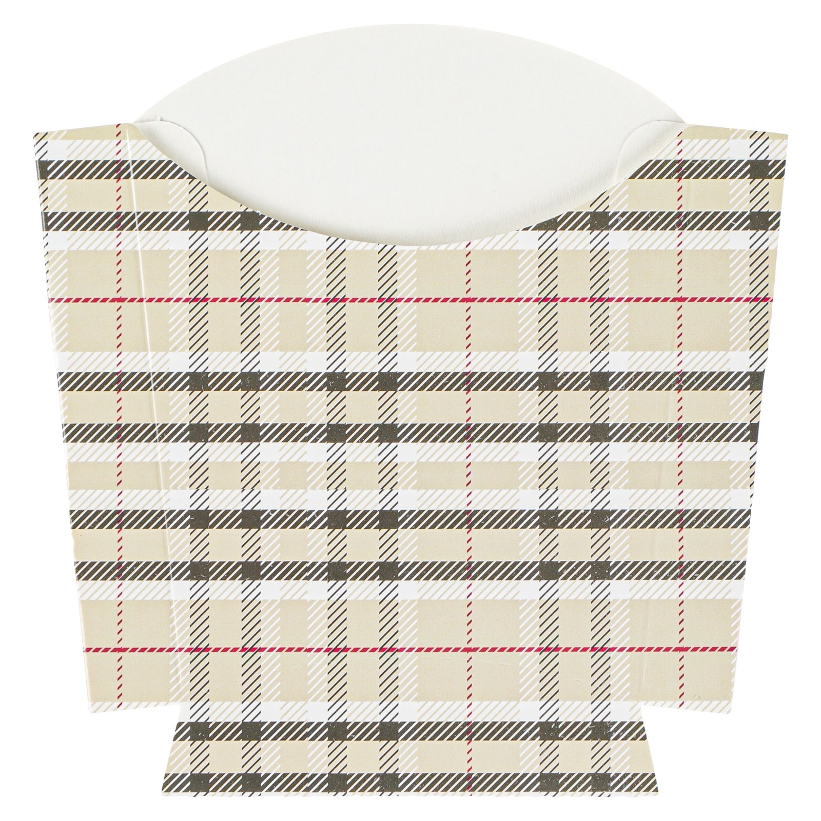 Bio Tek 3 oz Plaid Paper Fry Cup / Snack Container - 4 1/2" x 3 1/4" x 3 3/4" - 100 count box