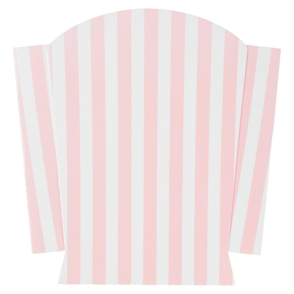 Bio Tek 3 oz Pink and White Stripe Paper Fry Cup / Snack Container - 4 1/2" x 3 1/4" x 3 3/4" - 100 count box