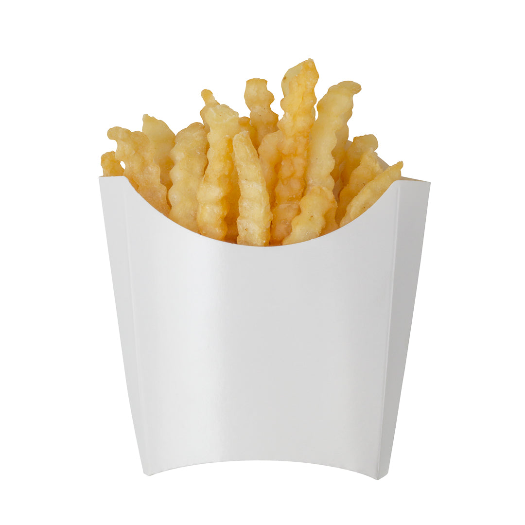 Bio Tek 3 oz White Paper Fry Cup / Snack Container - 4 1/2" x 3 1/4" x 3 3/4" - 100 count box