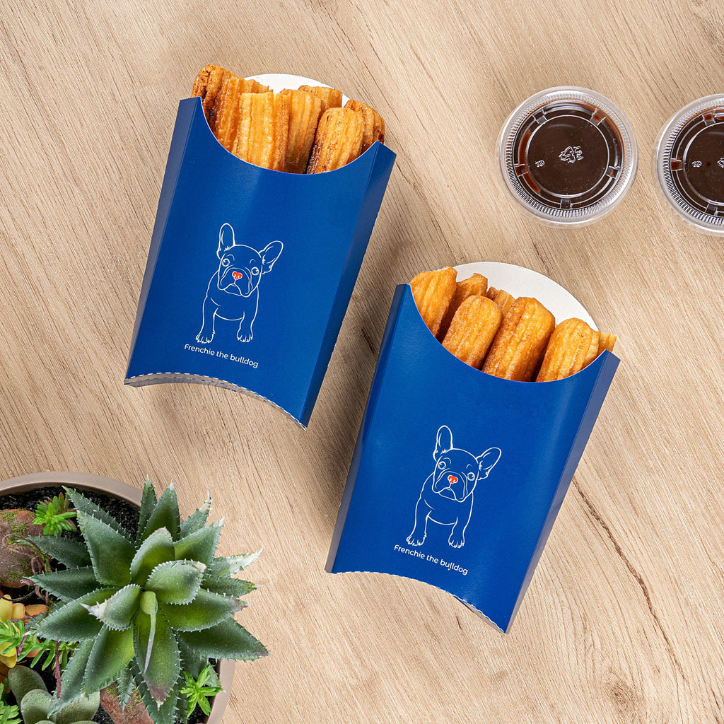 Bio Tek 4 oz Frenchie Paper Fry Cup / Snack Container - 4 3/4" x 3 1/2" x 5" - 100 count box