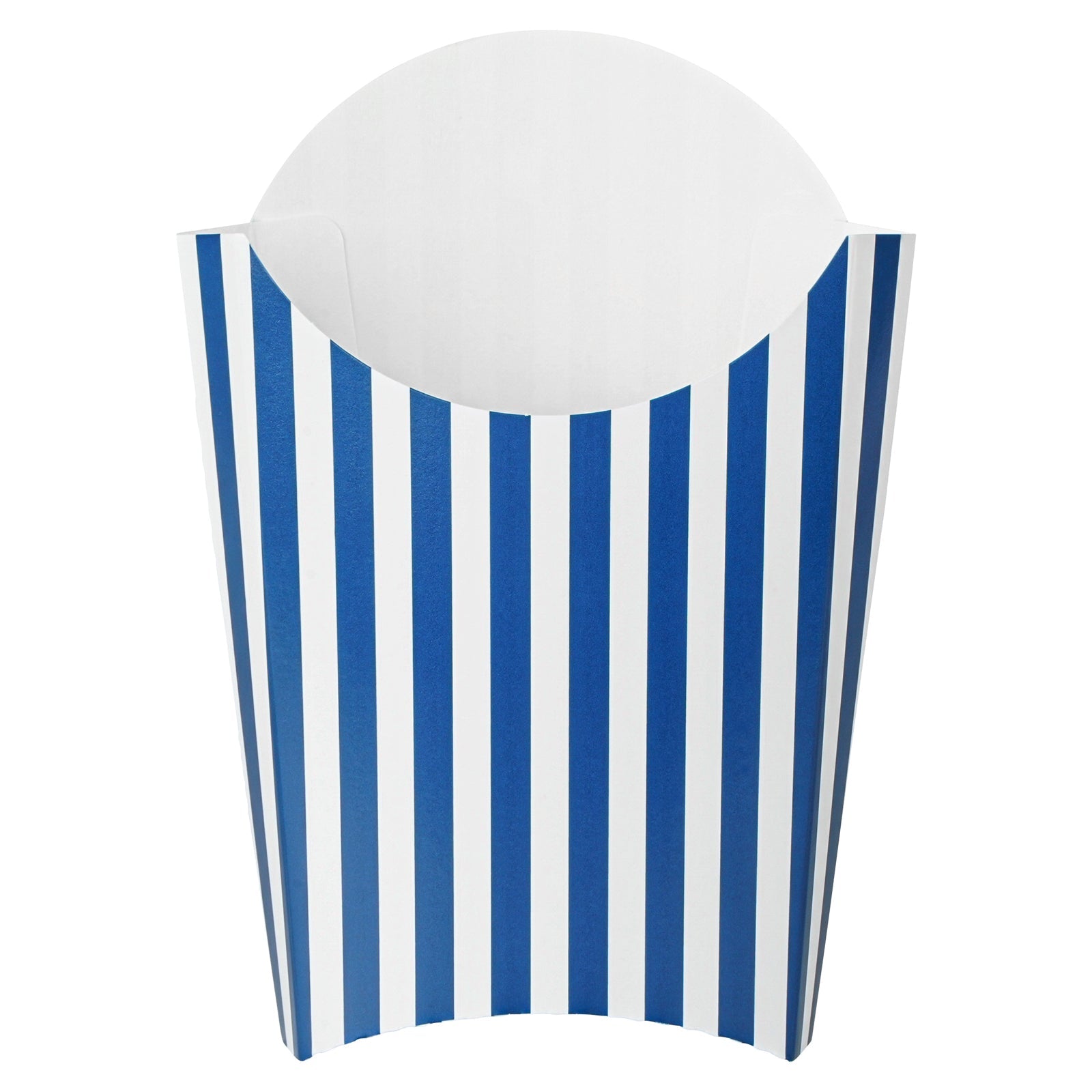 Bio Tek 4 oz Blue and White Stripe Paper Fry Cup / Snack Container - 4 3/4" x 3 1/2" x 5" - 100 count box