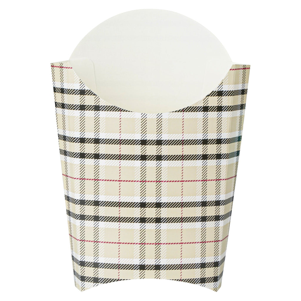 Bio Tek 4 oz Plaid Paper Fry Cup / Snack Container - 4 3/4" x 3 1/2" x 5" - 100 count box