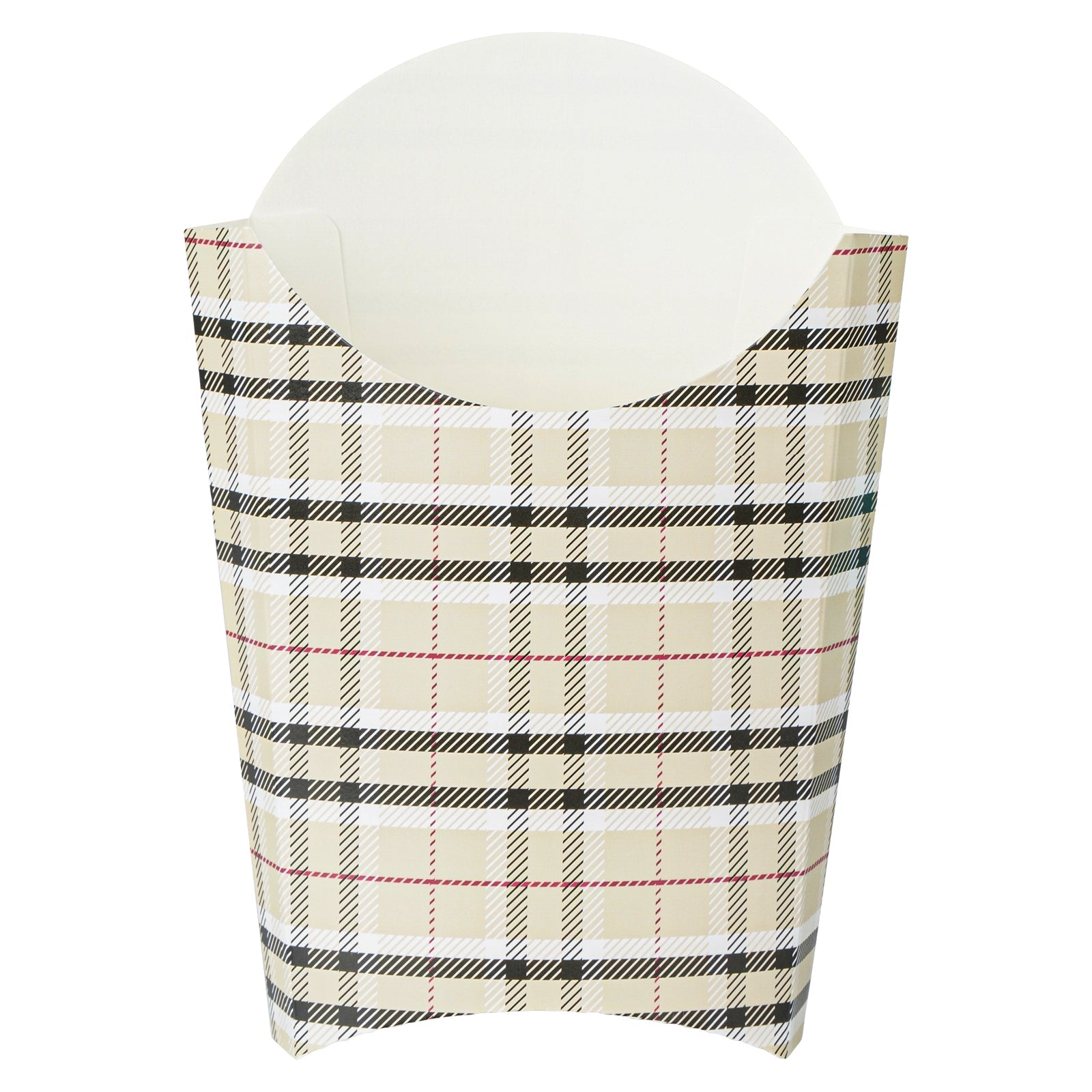 Bio Tek 4 oz Plaid Paper Fry Cup / Snack Container - 4 3/4" x 3 1/2" x 5" - 100 count box