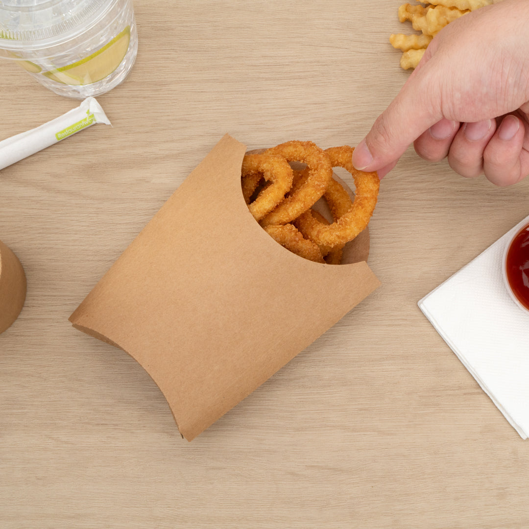 Bio Tek 4 oz Kraft Paper Fry Cup / Snack Container - 4 3/4" x 3 1/2" x 5" - 100 count box