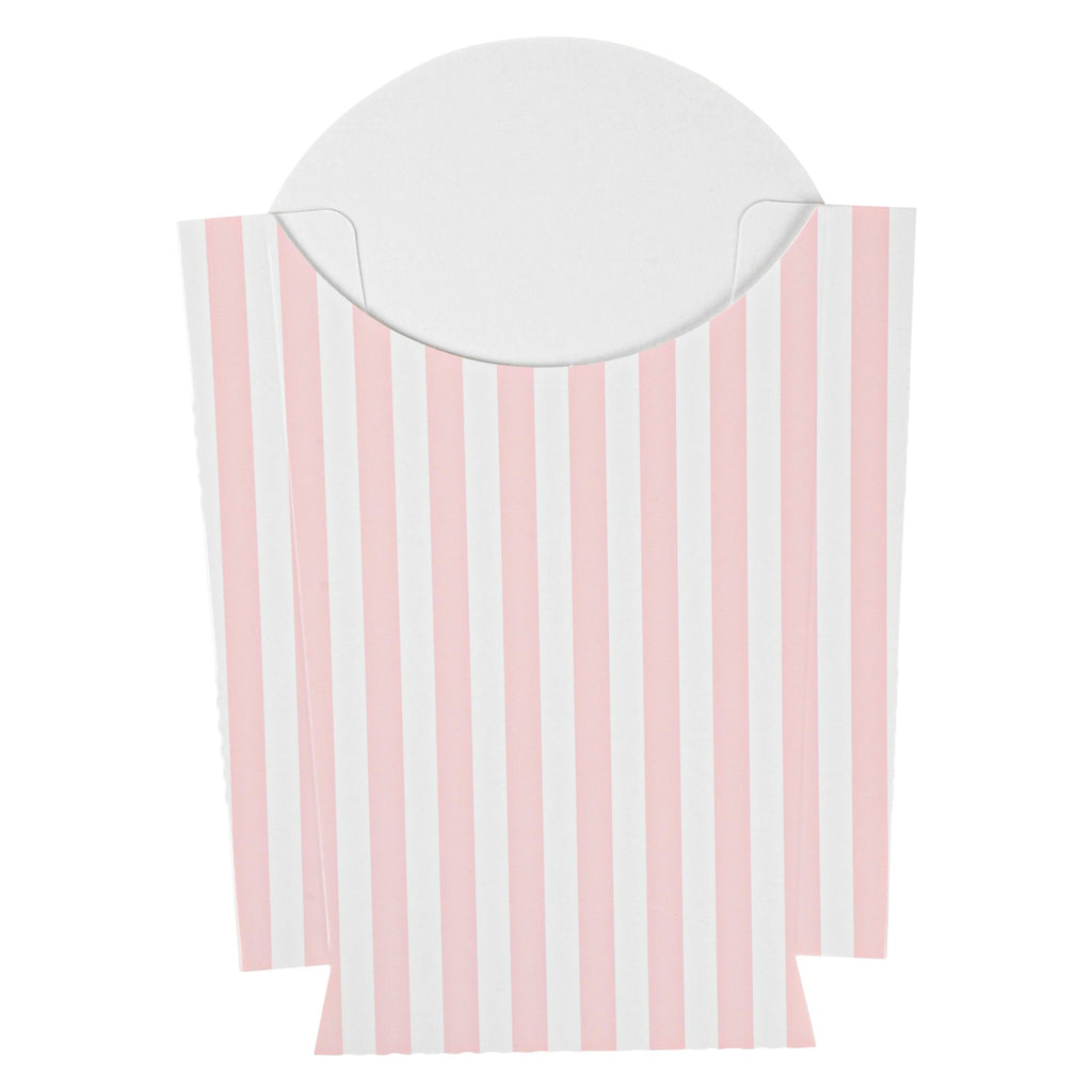 Bio Tek 4 oz Pink and White Stripe Paper Fry Cup / Snack Container - 4 3/4" x 3 1/2" x 5" - 100 count box