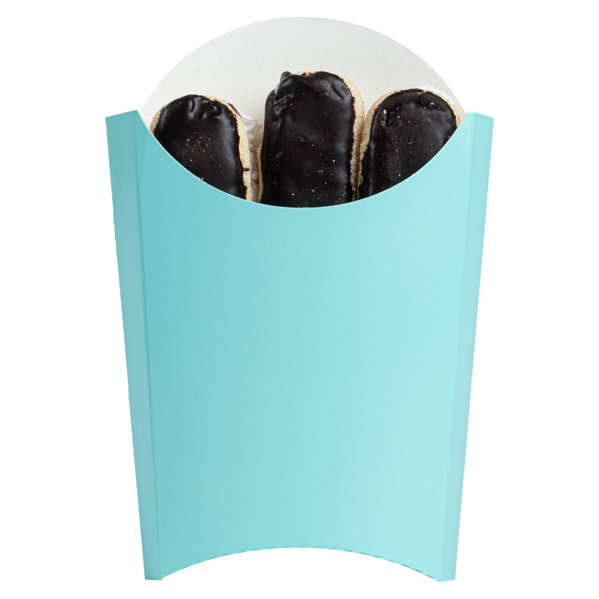 Bio Tek 4 oz Turquoise Paper Fry Cup / Snack Container - 4 3/4" x 3 1/2" x 5" - 100 count box
