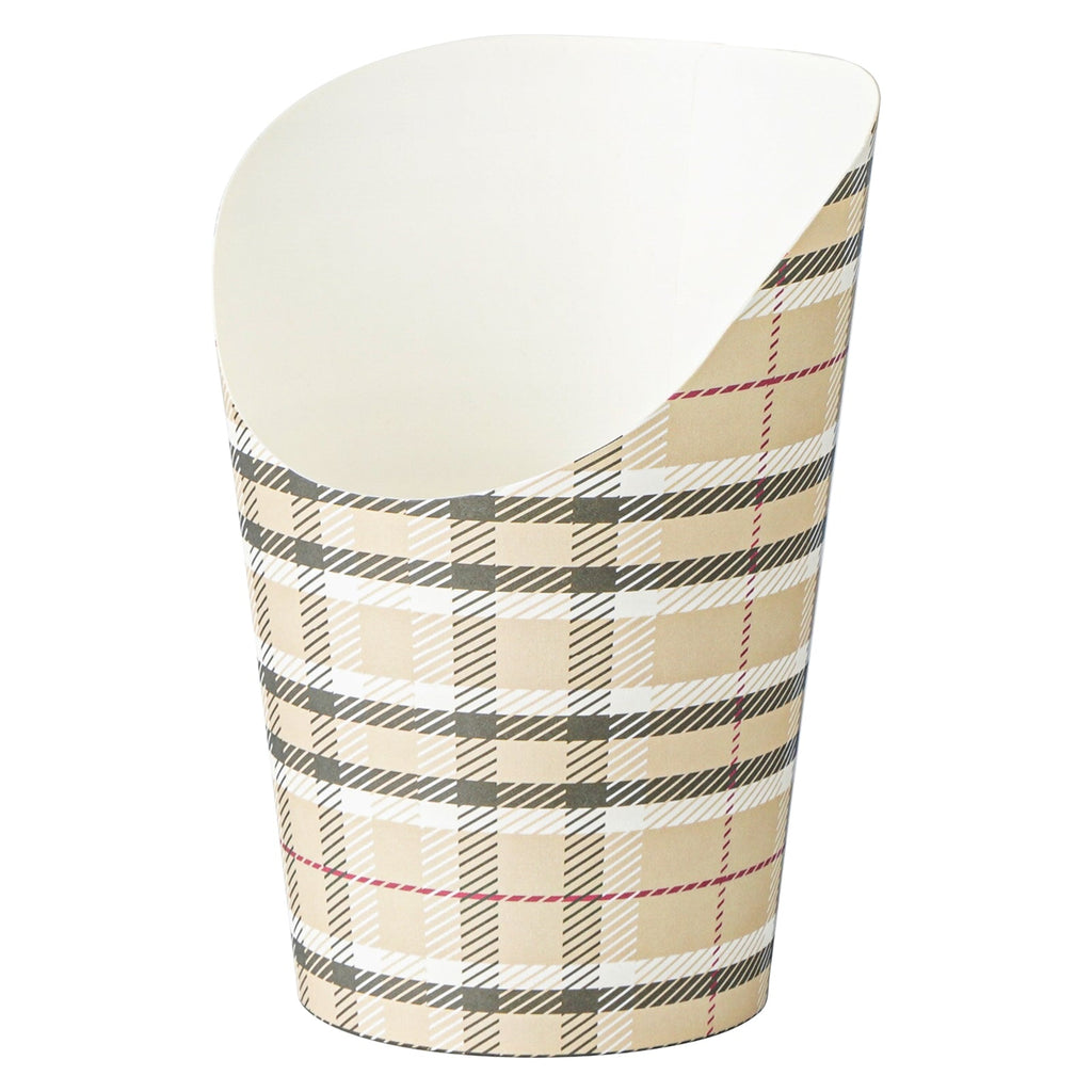 Bio Tek 12 oz Round Plaid Paper Incline Cup - 3 1/2" x 3 1/2" x 4 3/4" - 100 count box