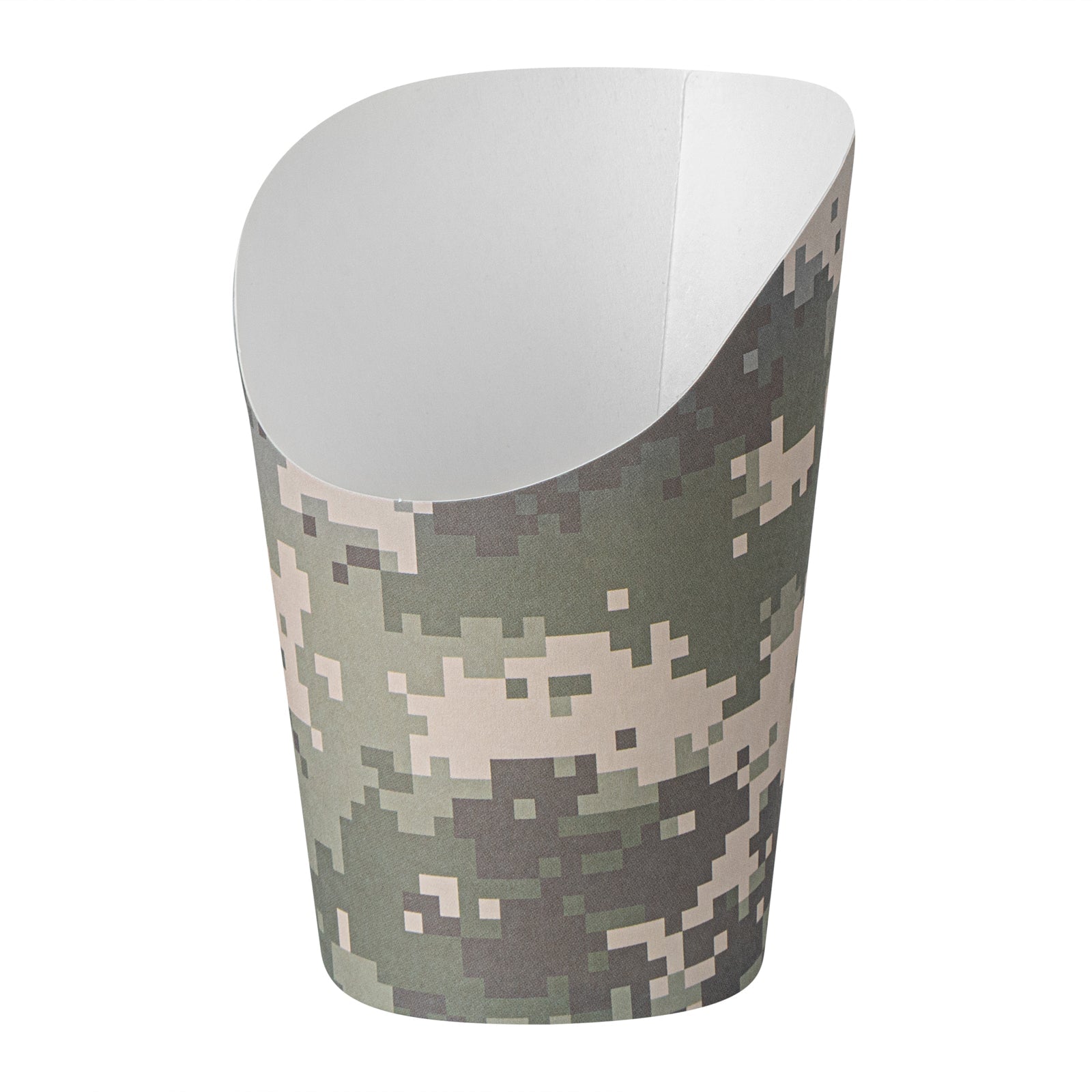 Bio Tek 12 oz Round Camouflage Paper Incline Cup - 3 1/2" x 3 1/2" x 4 3/4" - 100 count box