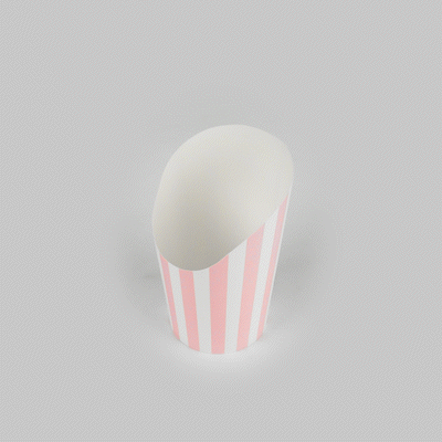 Bio Tek 12 oz Round Pink and White Stripe Paper Incline Cup - 3 1/2" x 3 1/2" x 4 3/4" - 100 count box