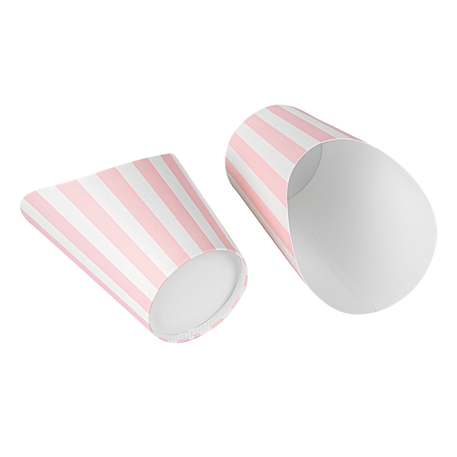 Bio Tek 12 oz Round Pink and White Stripe Paper Incline Cup - 3 1/2" x 3 1/2" x 4 3/4" - 100 count box