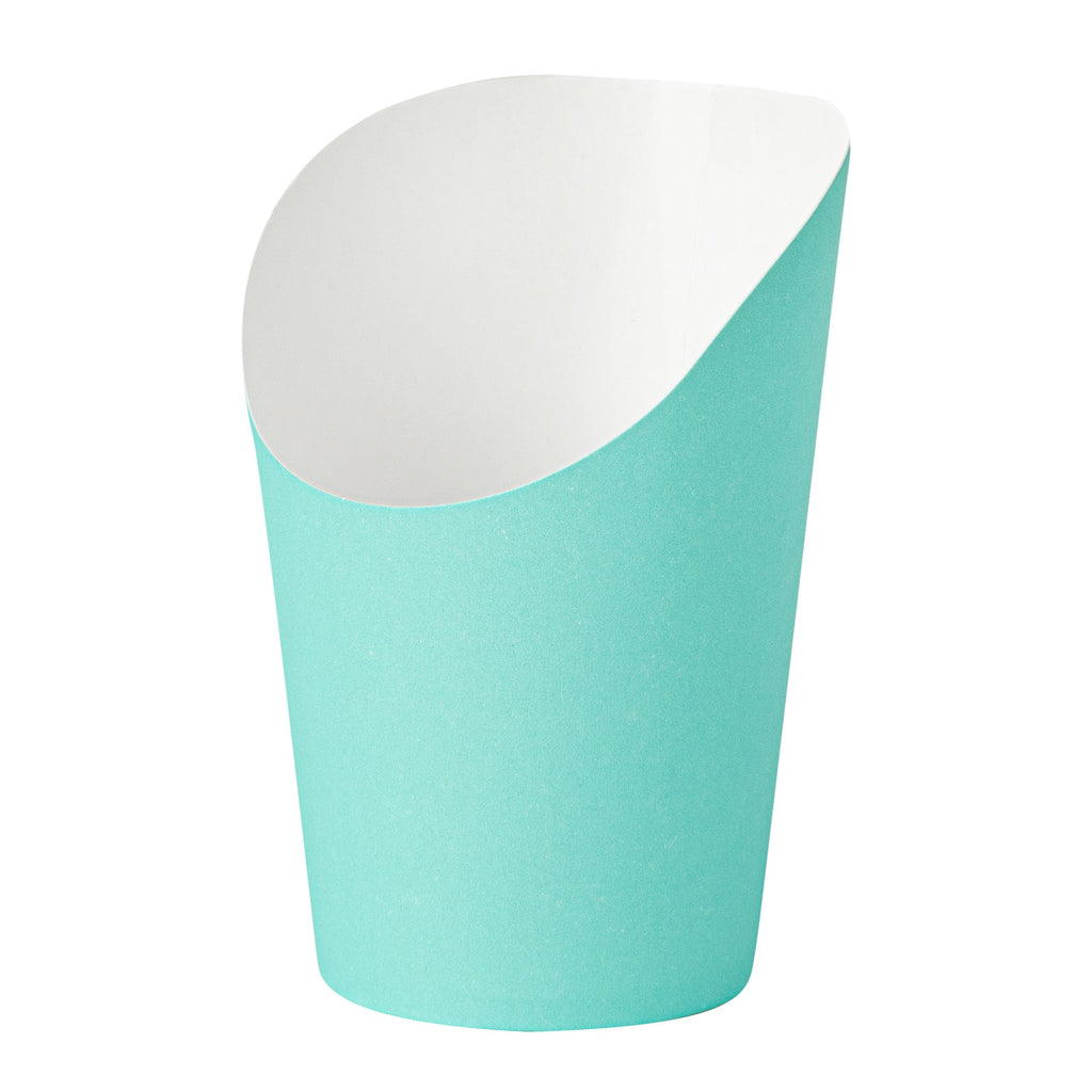 Bio Tek 12 oz Round Turquoise Paper Incline Cup - 3 1/2" x 3 1/2" x 4 3/4" - 100 count box