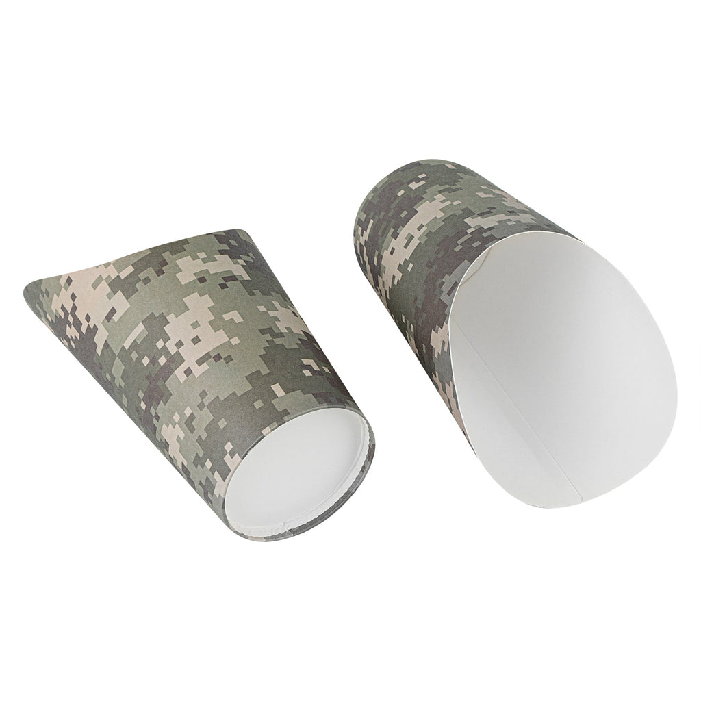 Bio Tek 16 oz Round Camouflage Paper Incline Cup - 3 1/2" x 3 1/2" x 5 3/4" - 100 count box