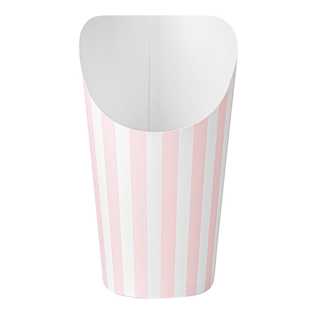 Bio Tek 16 oz Round Pink and White Stripe Paper Incline Cup - 3 1/2" x 3 1/2" x 5 3/4" - 100 count box