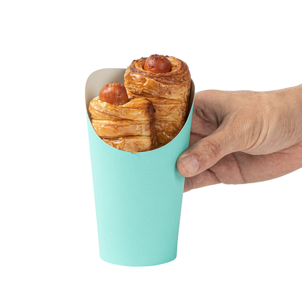 Bio Tek 16 oz Round Turquoise Paper Incline Cup - 3 1/2" x 3 1/2" x 5 3/4" - 100 count box