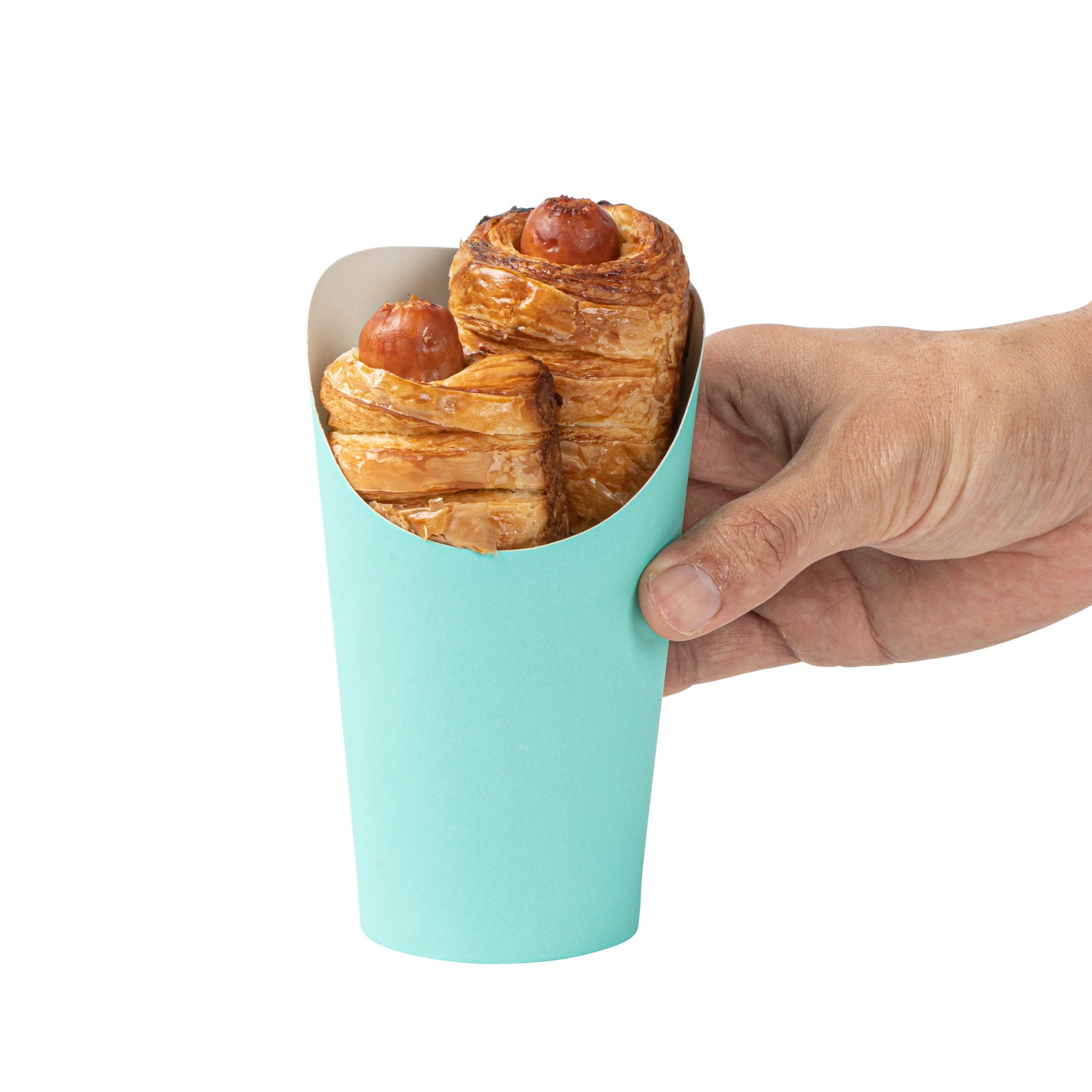 Bio Tek 16 oz Round Turquoise Paper Incline Cup - 3 1/2" x 3 1/2" x 5 3/4" - 100 count box