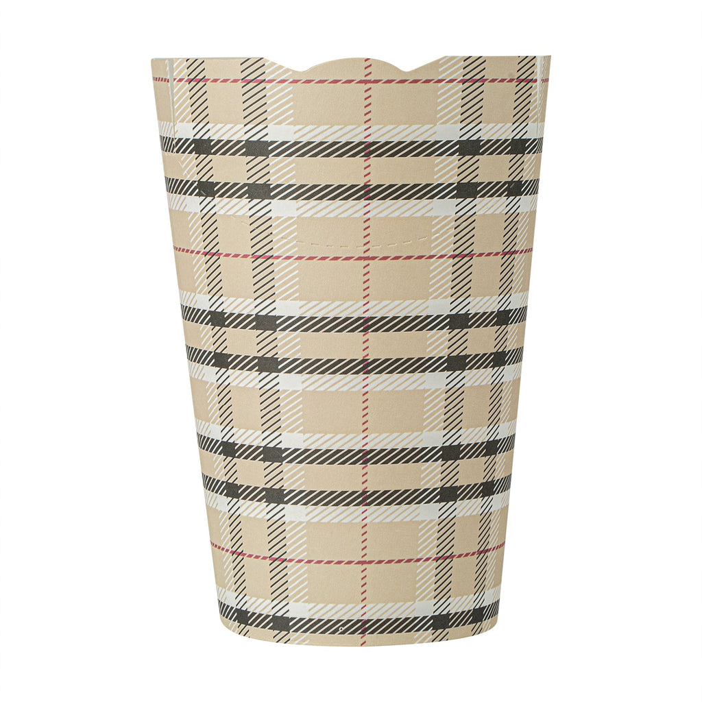 Bio Tek 16 oz Round Plaid Paper To Go Fry Cup - 3 1/4" x 3 1/4" x 4 1/4" - 100 count box