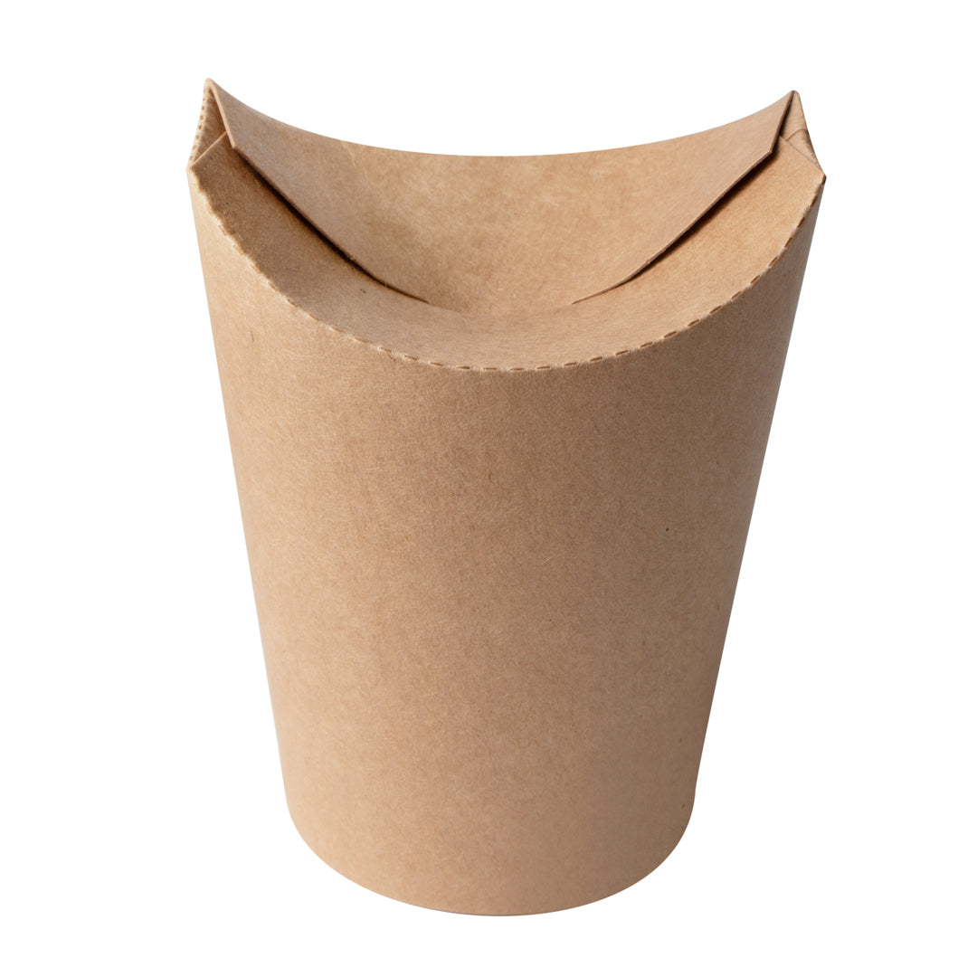 Bio Tek 16 oz Round Kraft Paper To Go Fry Cup - 3 1/4" x 3 1/4" x 4 1/4" - 100 count box