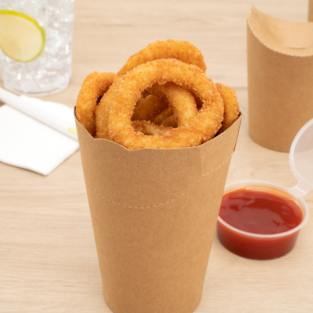 Bio Tek 16 oz Round Kraft Paper To Go Fry Cup - 3 1/4" x 3 1/4" x 4 1/4" - 100 count box