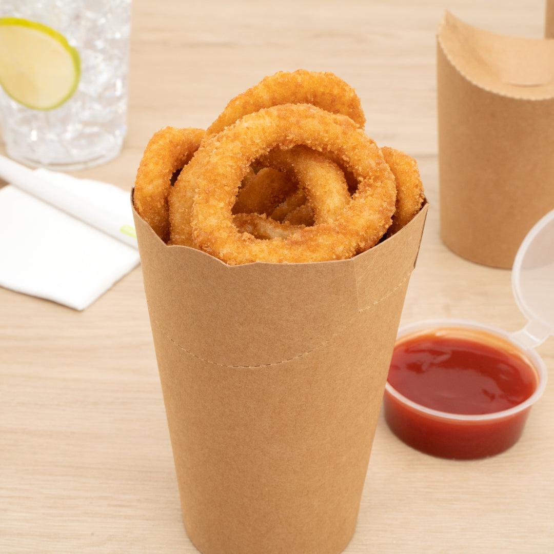 Bio Tek 16 oz Round Kraft Paper To Go Fry Cup - 3 1/4" x 3 1/4" x 4 1/4" - 100 count box