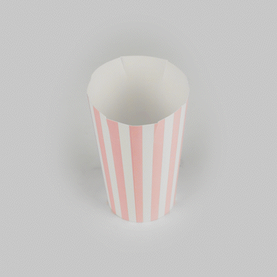 Bio Tek 16 oz Round Pink and White Stripe Paper To Go Fry Cup - 3 1/4" x 3 1/4" x 4 1/4" - 100 count box
