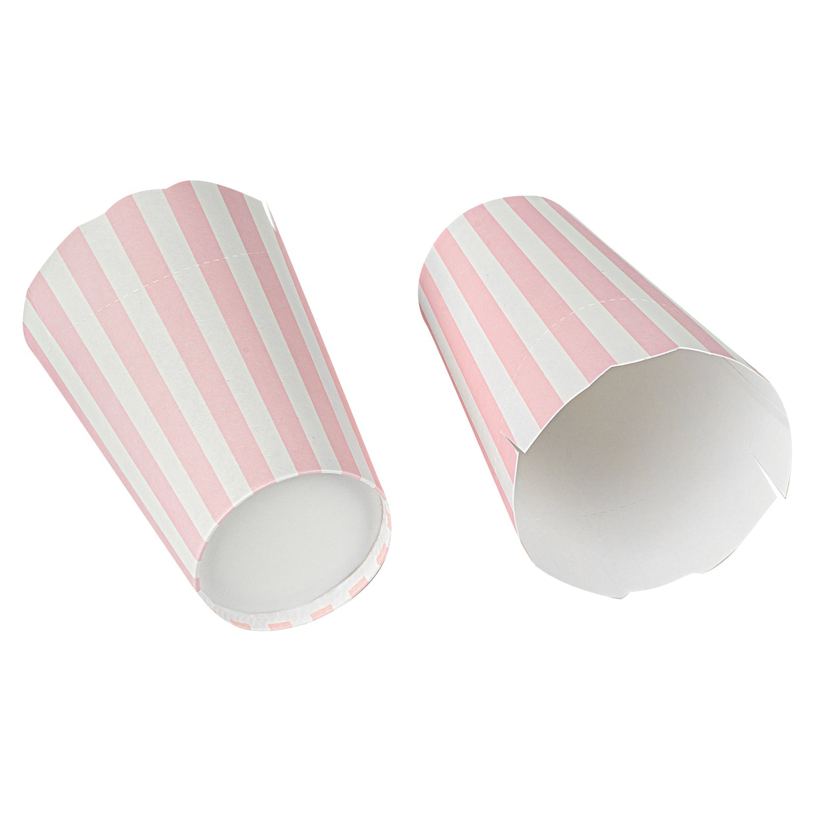 Bio Tek 16 oz Round Pink and White Stripe Paper To Go Fry Cup - 3 1/4" x 3 1/4" x 4 1/4" - 100 count box