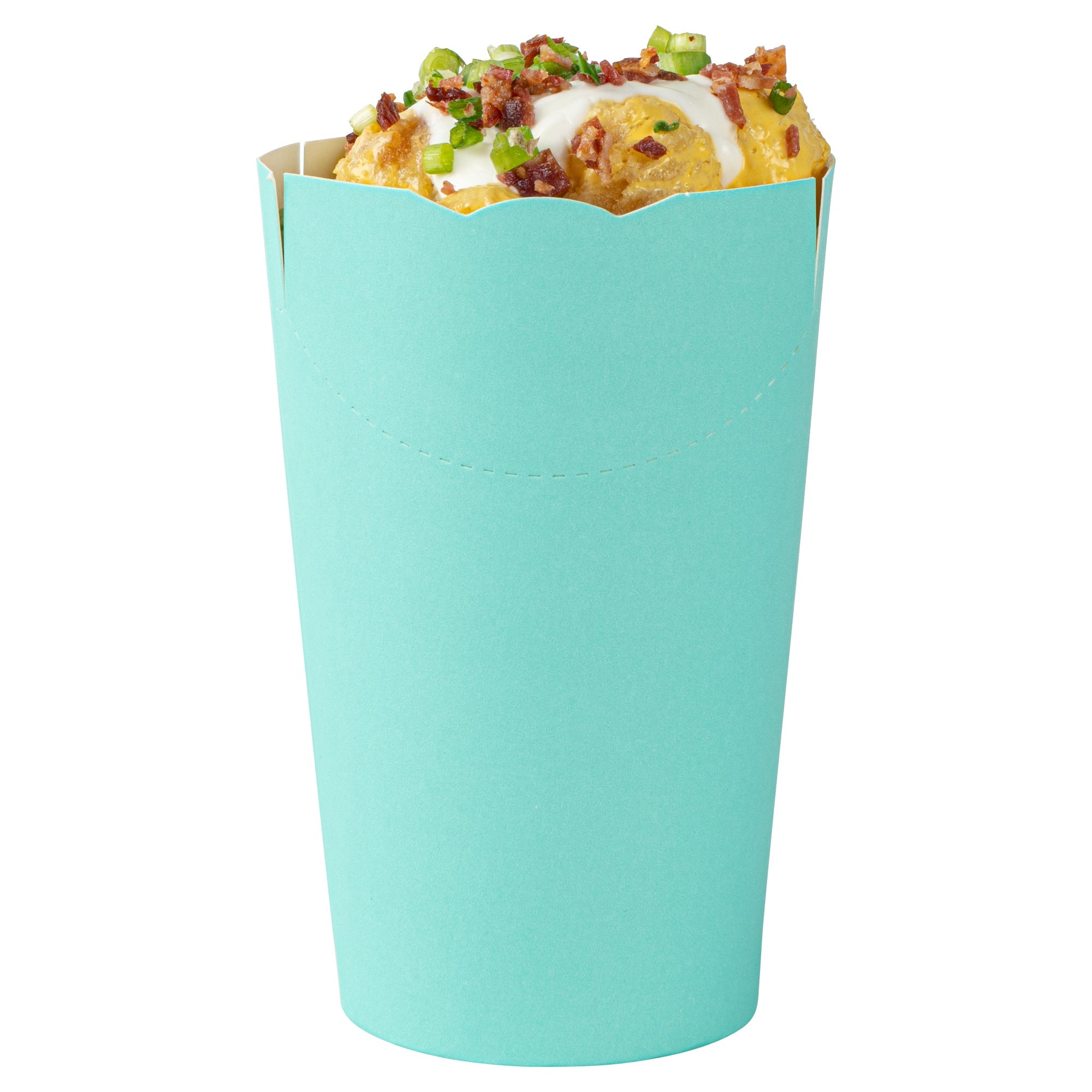 Bio Tek 16 oz Round Turquoise Paper To Go Fry Cup - 3 1/4" x 3 1/4" x 4 1/4" - 100 count box
