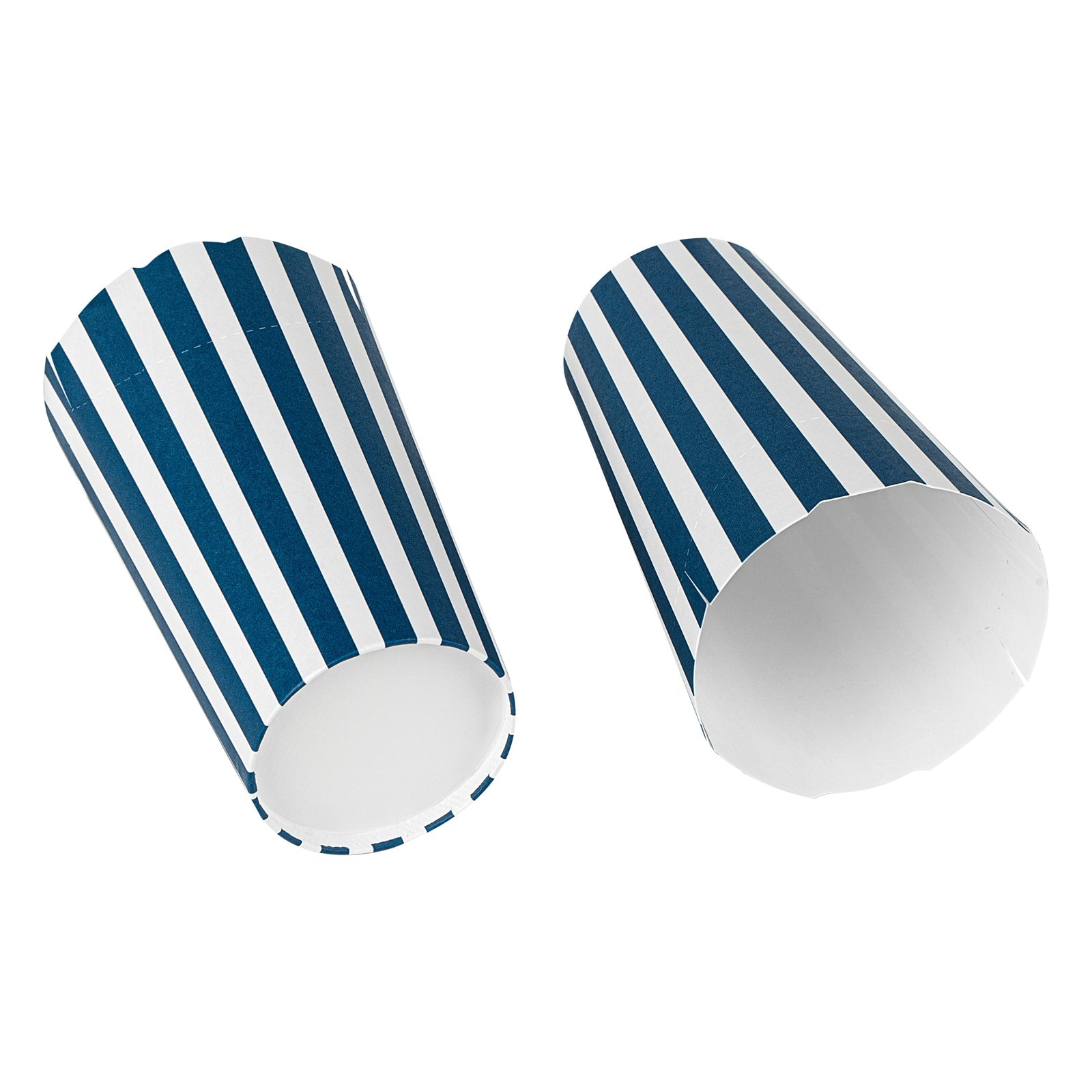 Bio Tek 20 oz Round Blue and White Stripe Paper To Go Fry Cup - 3 1/4" x 3 1/4" x 5" - 100 count box
