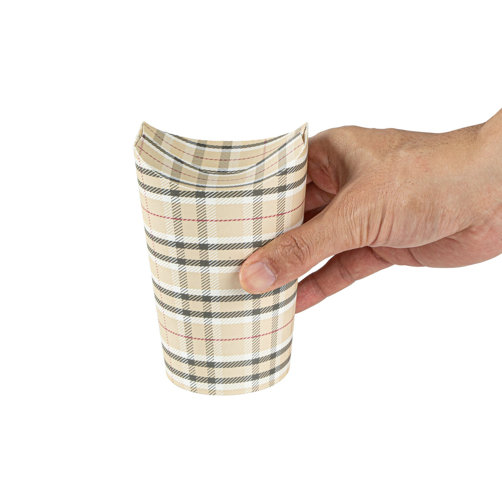 Bio Tek 20 oz Round Plaid Paper To Go Fry Cup - 3 1/4" x 3 1/4" x 5" - 100 count box