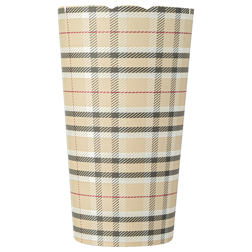 Bio Tek 20 oz Round Plaid Paper To Go Fry Cup - 3 1/4" x 3 1/4" x 5" - 100 count box
