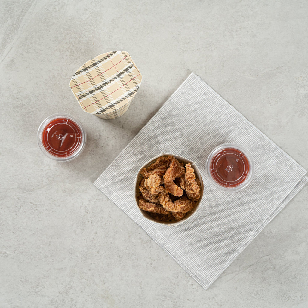 Bio Tek 20 oz Round Plaid Paper To Go Fry Cup - 3 1/4" x 3 1/4" x 5" - 100 count box