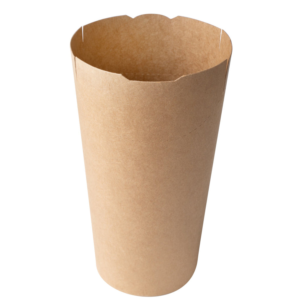 Bio Tek 20 oz Round Kraft Paper To Go Fry Cup - 3 1/4" x 3 1/4" x 5" - 100 count box
